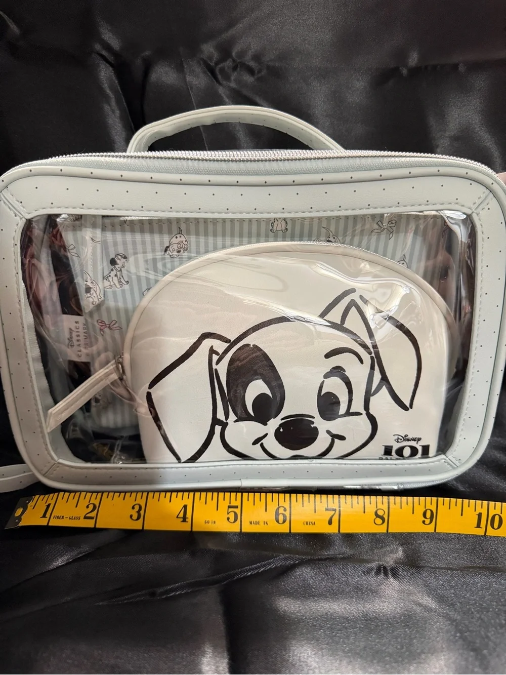 Disney White and Black 101 Dalmatians Clear Travel Cosmetic Bag Set 3-piece